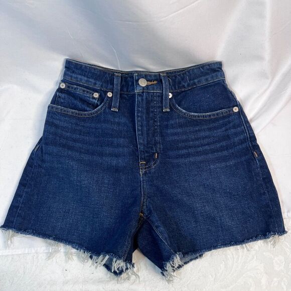 Madewell Dark Wash Cut Off Curvy High Rise Denim Shorts Size 24 - Picture 9 of 9